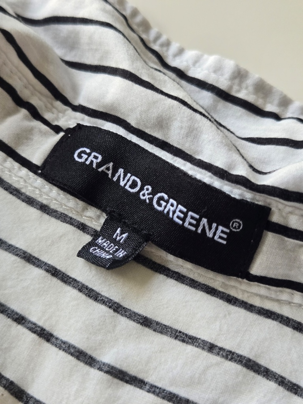 Grand & Greene Striped White/Black Button-Down Shirt - Picture 10 of 13